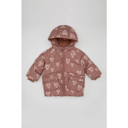 Defacto Baby Girl Hooded Heart Patterned Coat