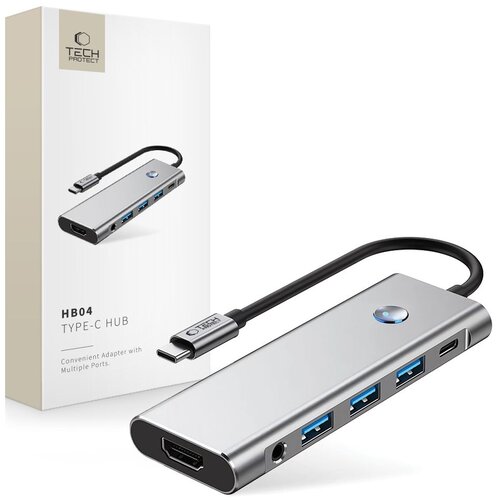 TECH-PROTECT HB04 HUB ADAPTER 9IN1 TYPE-C + USB2.0 + USB3.0 + HDMI 4K 60HZ + SD/TF + PD100W + AV3.5 SPACE GREY, (5000302879) Cene