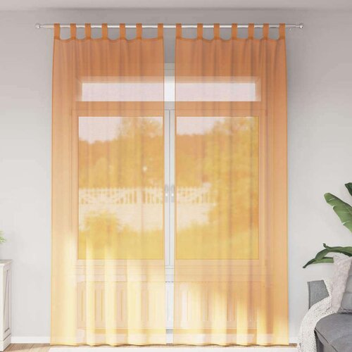 Voile zavjese s petljama 2 kom narančaste 140x260 cm Slike