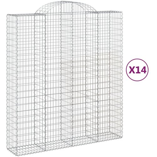  Lučne gabionske ko&amp;scaron;are 14kom 200x50x220/240cm pocinčano željezo Slike