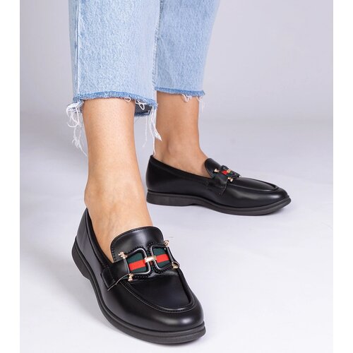 Gemre Black eco-leather moccasins with Kalenda decoration Slike