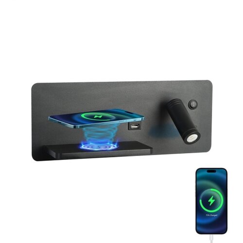 Immax 08288L-LED Zidno svetlo sa podesivim držačem, USB priključkom i bežičnim punjenjem LED/3W/230V + LED/3W Slike