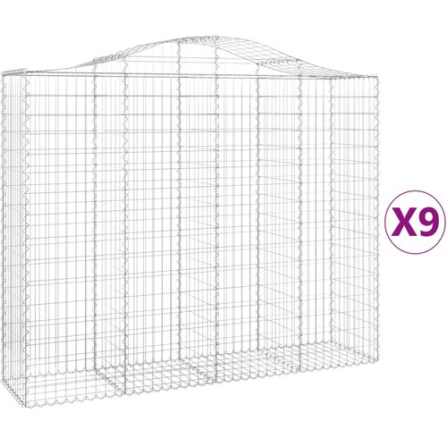  Lučne gabionske ko&amp;scaron;are 9 kom 200x50x160/180cm pocinčano željezo Slike