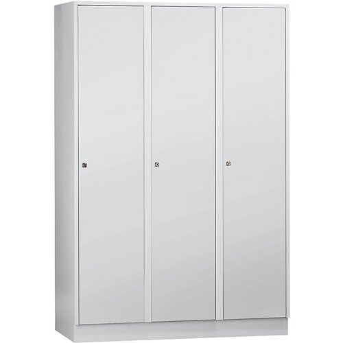 Wolf Garderobna omara s podnožjem, VxŠxG 1800 x 1200 x 500 mm, 3 predelki, svetlo siva Cene