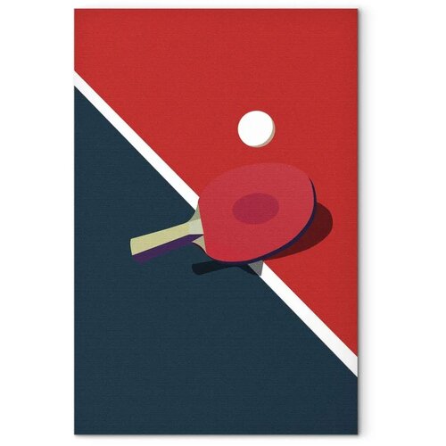  Slika - Table Tennis - Racket and Ball on the Table 60x30 Na talijanskom platnu Slike