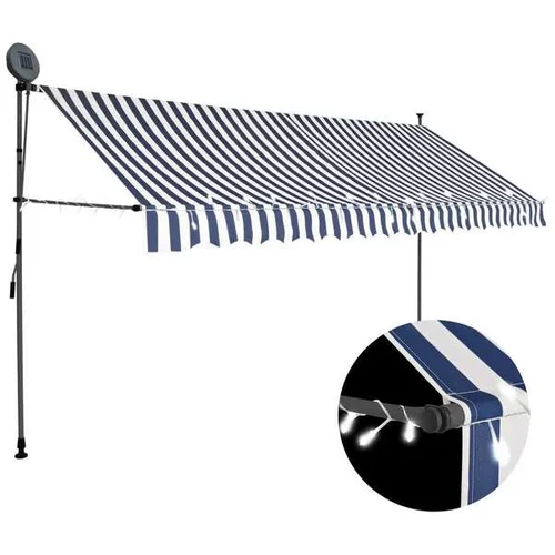  Ročno zložljiva tenda z LED lučmi 400 cm modra in bela