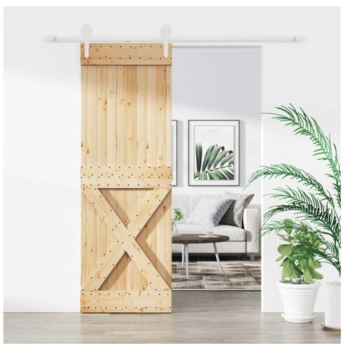 vidaXL Drsna vrata s kompletom vodil 80x210 cm trdna borovin Cene
