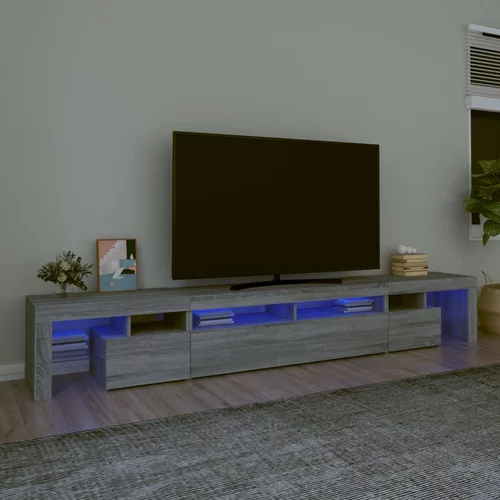 vidaXL TV omarica z LED lučkami siva sonoma 260x36,5x40 cm