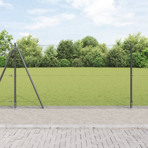 vidaXL Hexagonalna ograja Siva 1.2x50m Jeklo, Ograjne stebre s podnožjem 13 kos &Oslash;32mm 68.5cm Galvanizirano jeklo Cene