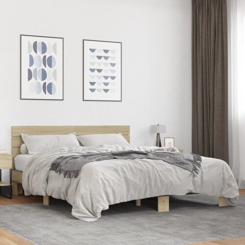  Okvir za krevet boja hrasta 150x200cm konstruirano drvo i metal Cijene