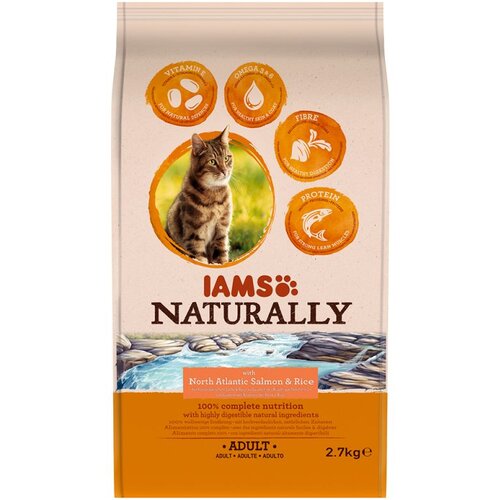 IAMS Naturally Cat Adult losos - Ekonomično pakiranje: 2 x 2,7 kg Cijene