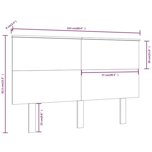  Uzglavlje za krevet 154 x 6 x 82,5 cm od masivne borovine Slike