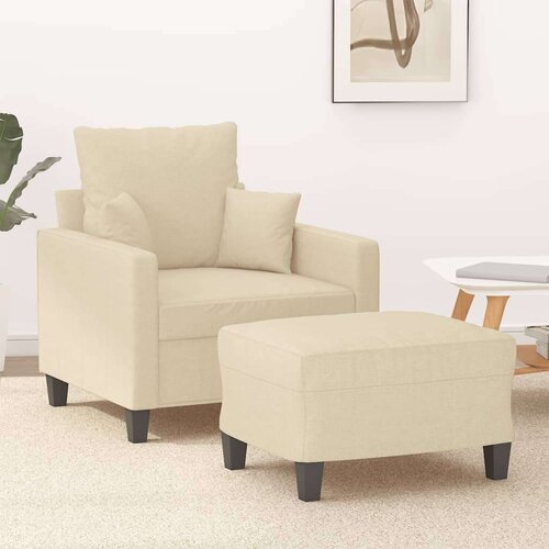  Fotelja s tabureom krem 60 cm od tkanine Slike
