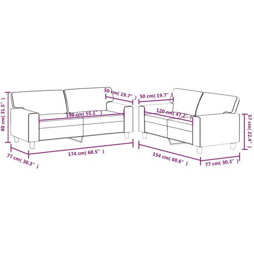  2-dijelni set sofa sivi od umjetne kože Slike