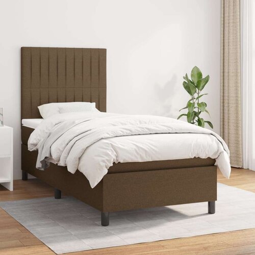  Box spring postelja z vzmetnico temno rjav 90x190 cm blago, (20892856) Slike