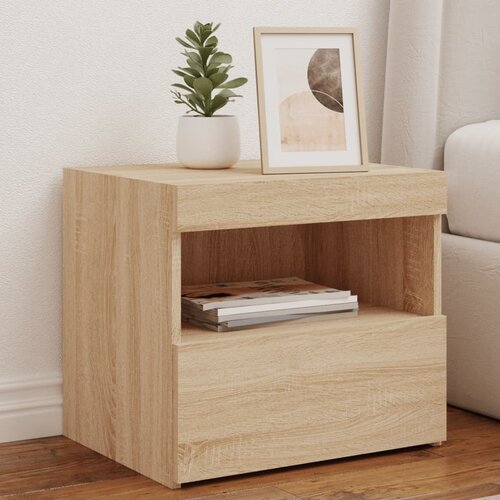  The Living Store Nočna omarica z LED lučkami sonoma hrast 50x40x45 cm - Nočna Omarica, (21453631) Cene