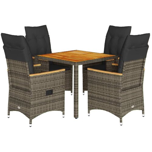  5-dijelni vrtni blagovaonski set sivi od poliratana Siva 90 x 90 x 75 cm Slike