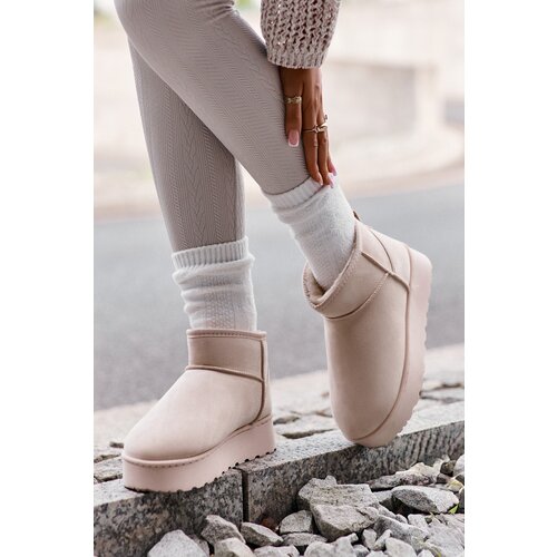 Boto FR1 Women&amp;#039;s Snow Boots On Platform Insulated With Fur Light Beige Xamella Slike