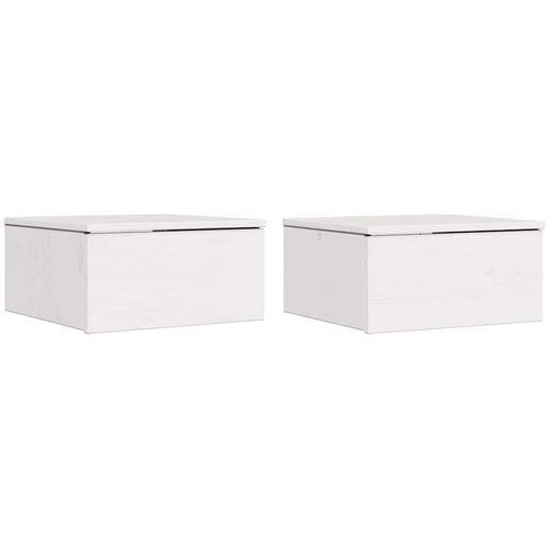  Noćni ormarić 2 pcs Bijelo 37 x 35 x 18,5 cm Masivna borovina Slike