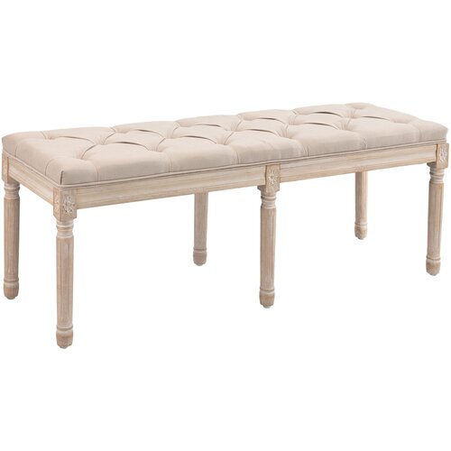 HOMCOM klop za posteljo poliester, gumijev les 117D x 40Š x 48V cm bež, (5000242629) Cene