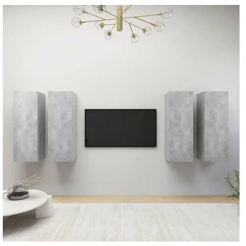  TV omarice 4 kosi betonsko sive 30,5x30x90 cm iverna plošča