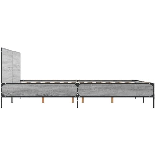  Okvir kreveta boja hrasta 120x200 cm konstruirano drvo i metal Siva 120 x 200 cm Slike