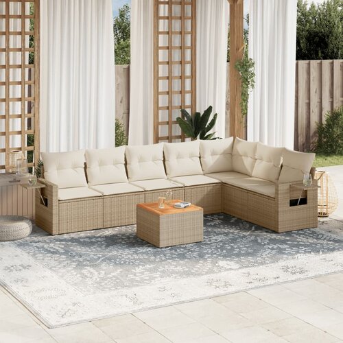 vidaXL 8-dijelni set vrtnih sofa od poliratana s jastucima bež Cijene