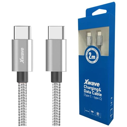 X Wave kabl tip-c muški na tip-c muški 2M 3A 5Gbps,upleteni,tamno sivi Cene