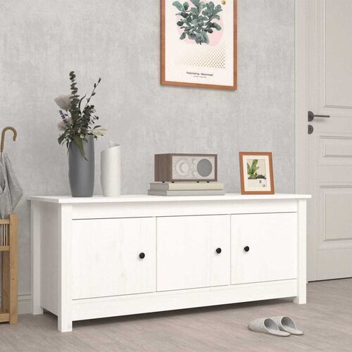 Ormarić za cipele bijeli 110 x 38 x 45,5 cm od masivne borovine Cene