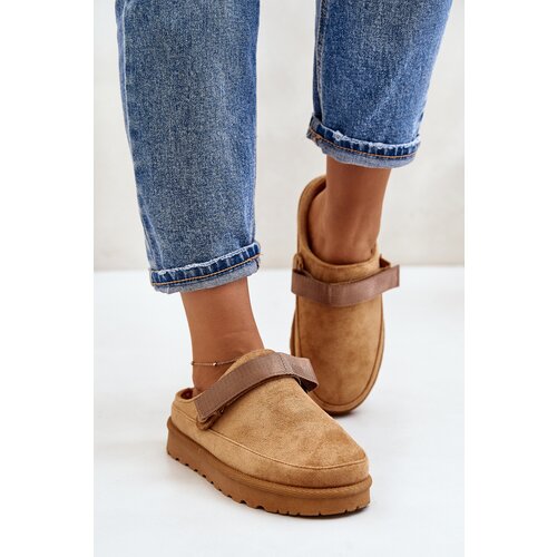 Boto Women's Slippers Insulated With Fur On Platform Camel Azida Cene