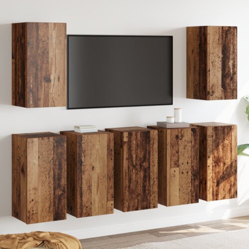  Set TV komoda s policom Zidne s pohranom s vratima 7 pcs Staro drvo 30.5 x 30 x 60 cm Cijene