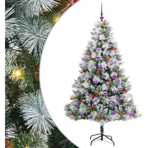  Umjetno božićno drvce S LED lampica Zelena i bijela 180 cm Slike