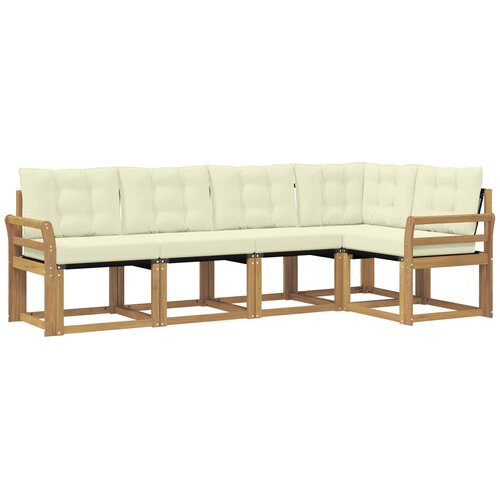 vidaXL Zunanja garnitura za sedenje z blazino 5 pcs Bela in krem, (5000282282) Cene