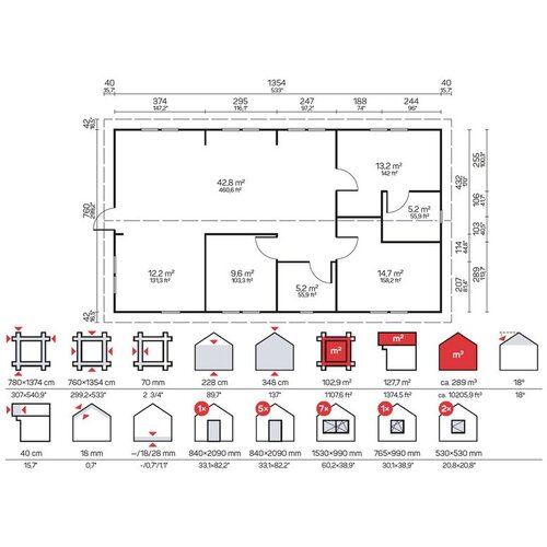 Male kuće Drvena kuća TRENTO 780 &amp;times; 1374 cm &amp;ndash; bez zavr&amp;scaron;nog krovnog pokrova Slike