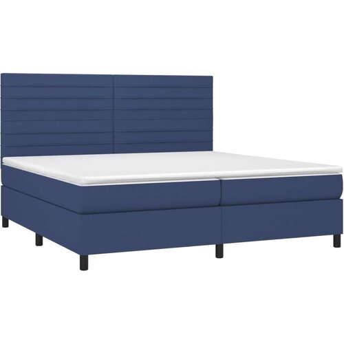  Krevet box spring s madracem LED plavi 200x200 cm od tkanine Slike