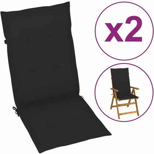 vidaXL jastuci za vrtne stolice 2 kom crni 120 x 50 x 3 cm