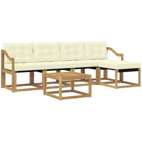 vidaXL Zunanja garnitura za sedenje z blazino 6 pcs Bela in krem, (5000280636) Cene