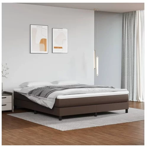  Box spring postelja z vzmetnico rjava 180x200 cm umetno usnje