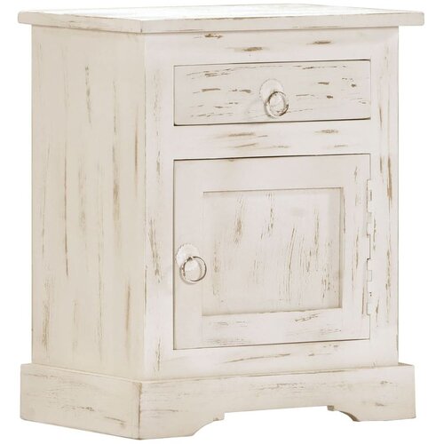  Nočna omarica bela 40x30x50 cm iz trdnega mangovega lesa, (20707622) Slike