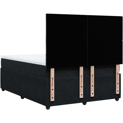 VidaXL Krevet s oprugama i madracem crni 140 x 190 cm bar&amp;scaron;unasti Slike