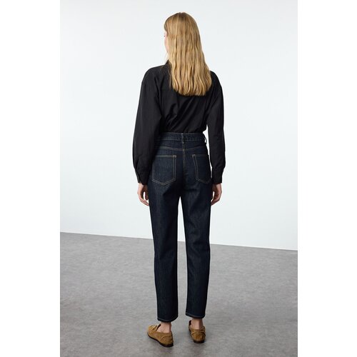 Trendyol Dark Blue High Waist Straight Jeans Slike