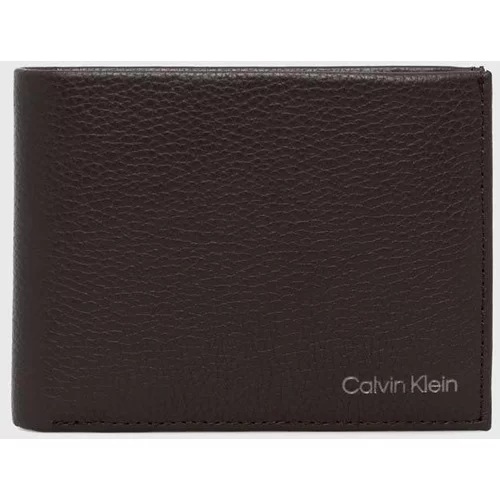 Calvin Klein Usnjena denarnica moški, rjava barva