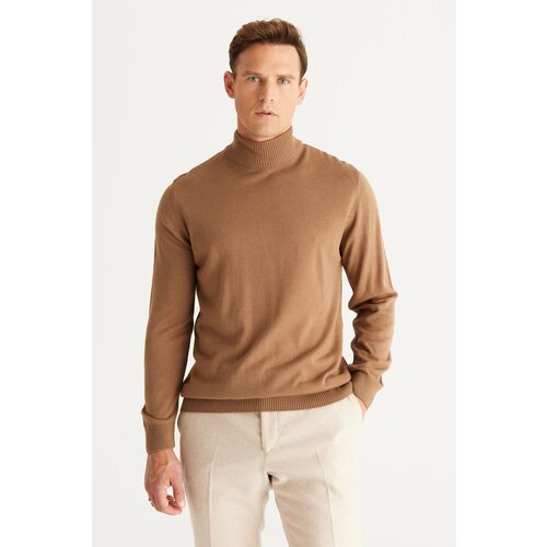 ALTINYILDIZ CLASSICS Men's Mink Anti-Pilling Standard Fit Normal Cut Half Turtleneck Knitwear Sweater. Cene