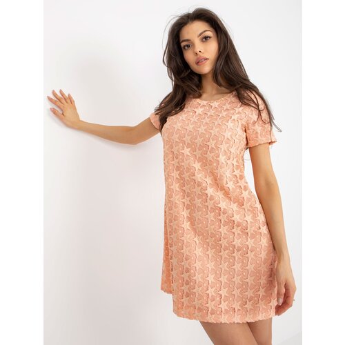 Fashion Hunters Peach openwork cocktail dress Slike