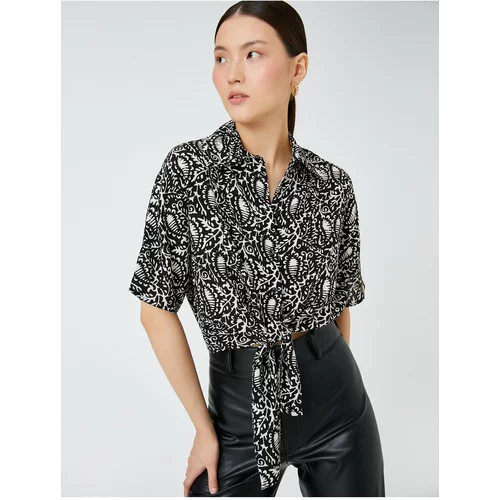 Koton Crop Shirt with Tie Front