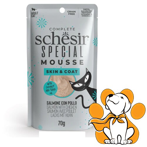 Schesir special Skin&Coat Salmon With Chicken In Mousse 70g, Losos i Piletina Cene