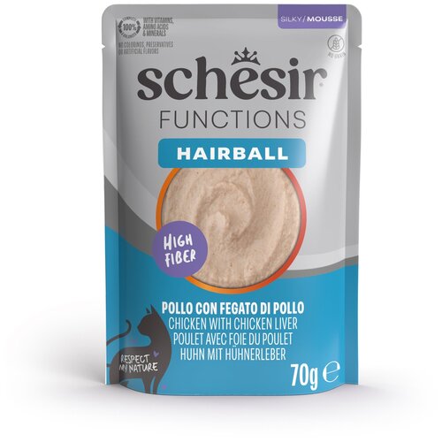 Schesir Functions Mousse 12 x 70 g - Hairballs piletina i pileća jetra Slike