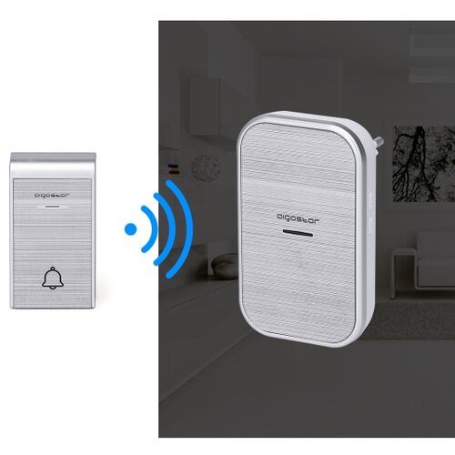 Aigostar Komplet 2x bežičnih zvona za utičnicu 230V IP44, srebrne boje Slike