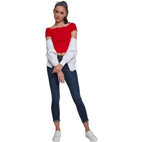Urban Classics Ladies Off Shoulder Rib Tee fire red Slike