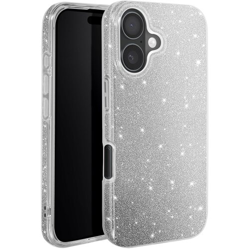 AVIZAR Ohišje z bleščicami za iPhone 16 Odporen na udarce Glitter, Srebrna, (5000013974) Cene